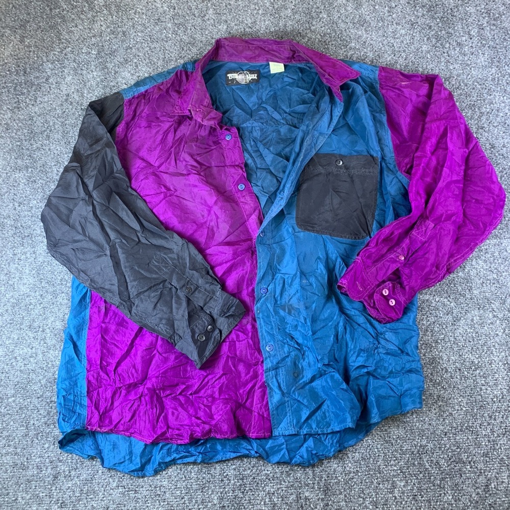 Direct Hit Shirt Mens XXL Multi Colorblock Pockets Long Sleeve  Button Front